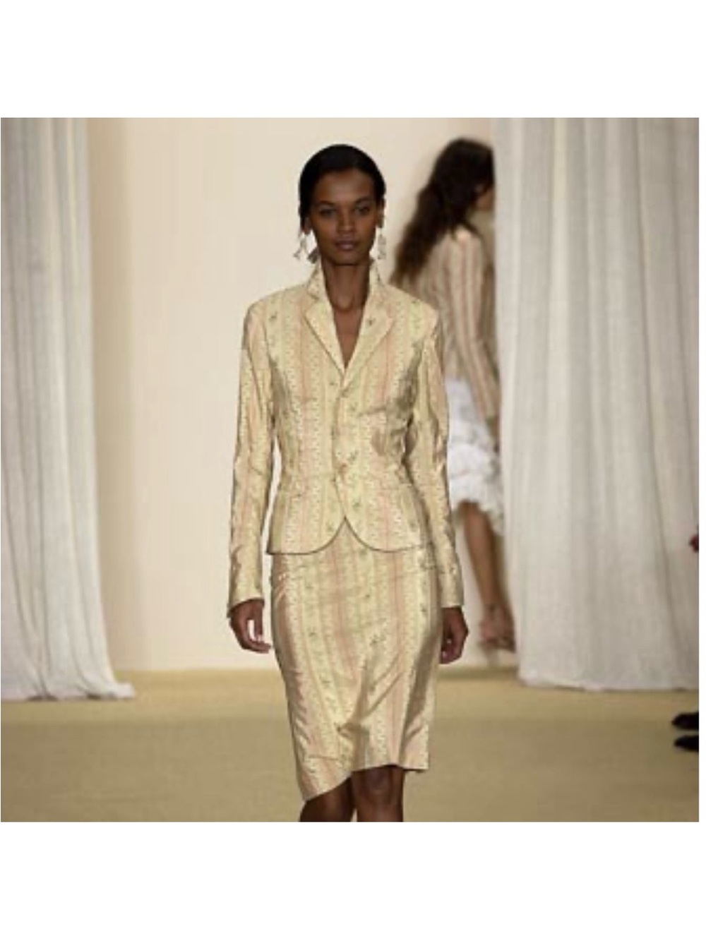 Lauren Ralph Lauren Silk Striped Blue Cream Blazer Jacket